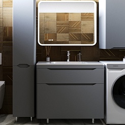 Style Line Мебель для ванной Марелла 90 Люкс Plus антискрейтч серая матовая – фотография-1